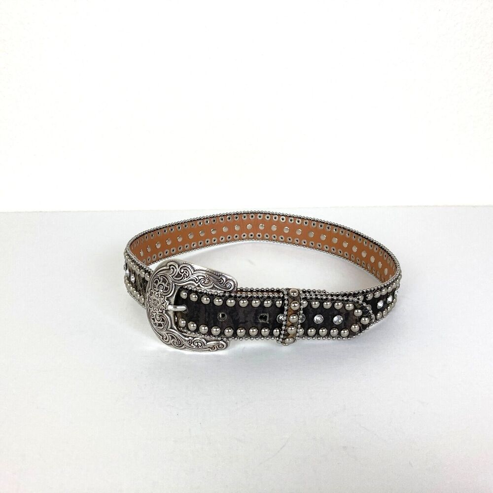 Nocona Genuine Leather Camo Belt Size 24 Crystals Studs Western Kids Women